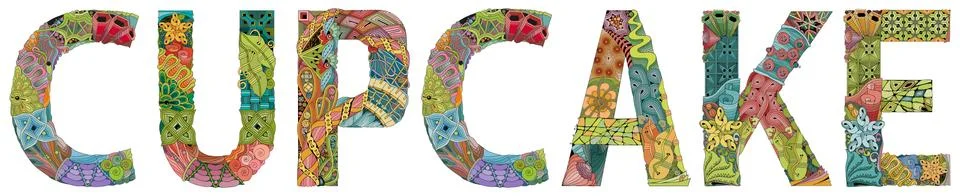 Word CUPCAKE. Vector zentangle object for decoration Stock Illustration