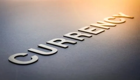 Word currency written with white solid letters Foto stock