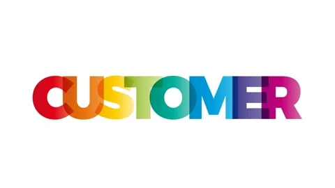 The word Customer. Animated banner with the text colored rainbow. Stock Footage 154045201