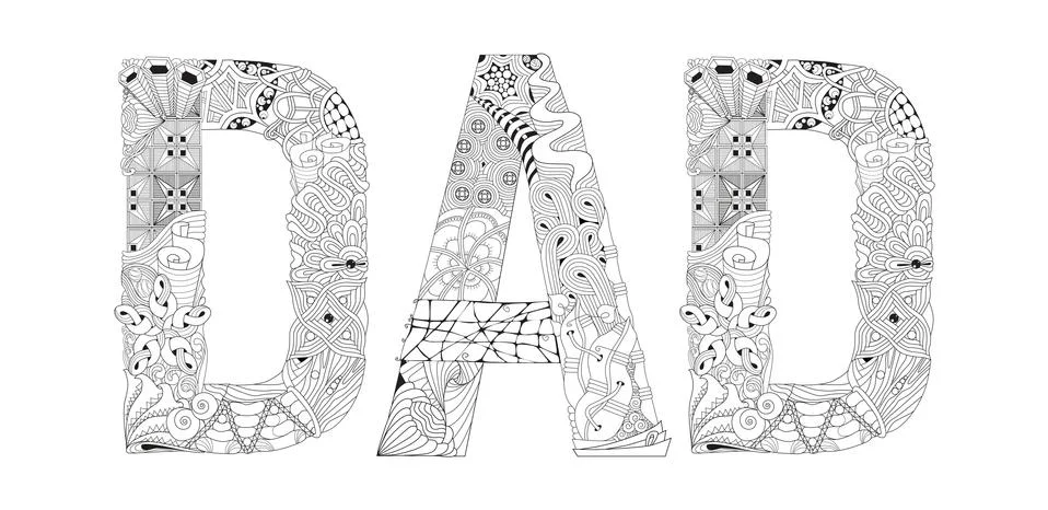 Word DAD for coloring. Vector decorative zentangle object Stock Illustration