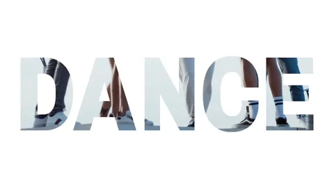 The word "DANCE" on a white background with a people dancing inside the caption Stock Footage 302273117
