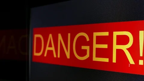 The word 'DANGER' flashes Stock Footage 80809471