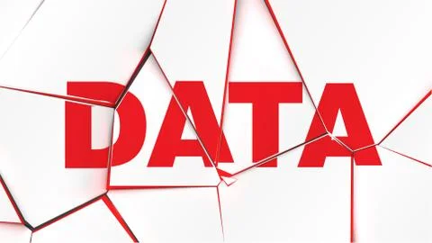 Word of 'DATA' on a broken white surface, vector illustration Stockillustratie