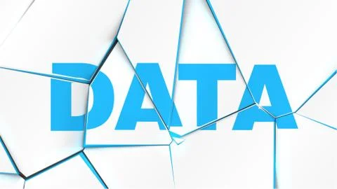 Word of 'DATA' on a broken white surface, vector illustration 库存插图