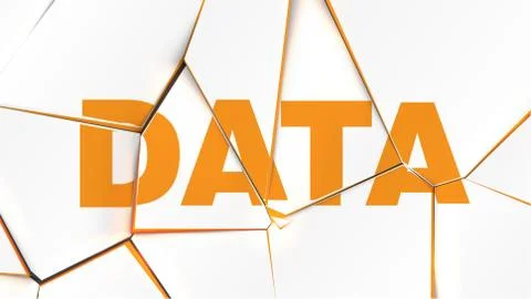 Word of 'DATA' on a broken white surface, vector illustration Stockillustratie