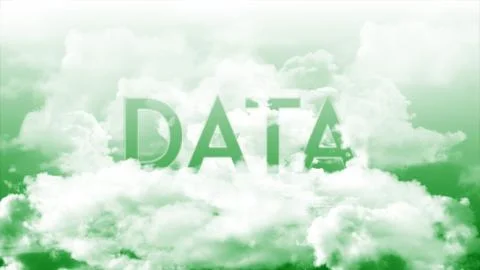 Word DATA in the clouds and colorful sky Stock Illustration