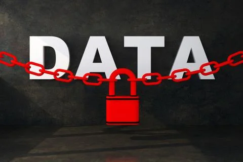 Word data under chain with lock Stock Illustration