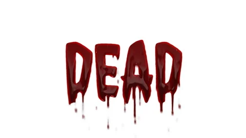 Word dead with simulated blood stream on letters surface, white background Stock Footage 255139058
