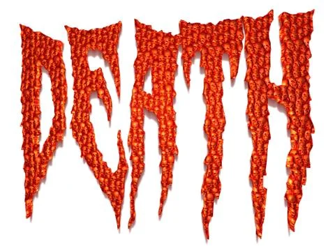The word death in skull texture Stock Illustration