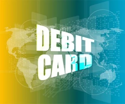 Word debit card on digital touch screen Stock Illustration