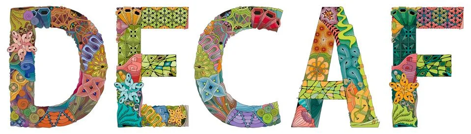 Word DECAF. Vector decorative zentangle object for decoration Stock Illustration