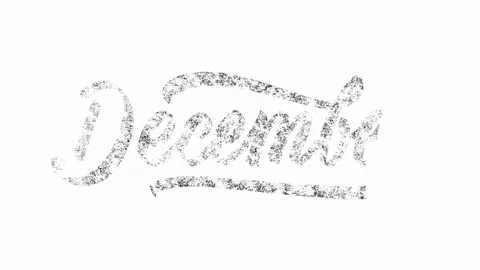 The word December in script letters slowly appears on screen - black on white Stock Footage 120761413