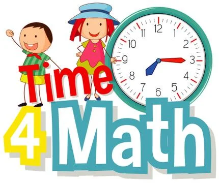 Word design for time 4 Math with happy kids イラスト素材