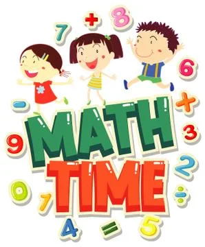 Word design for time 4 Math with happy kids イラスト素材