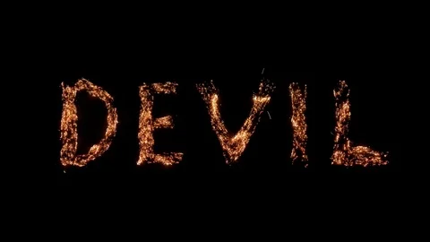 word DEVIL burning on black background | Stock Video | Pond5