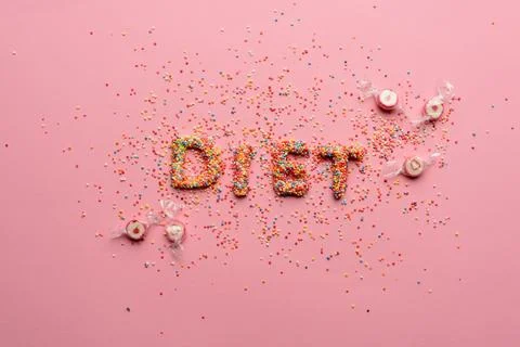 Word diet from sweets Stock Photos
