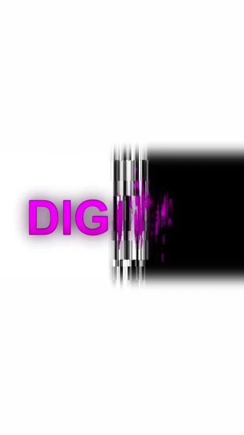Word " DIGIT" with Glitch Effect Transitioning to Black digit text Stock Footage 337459978