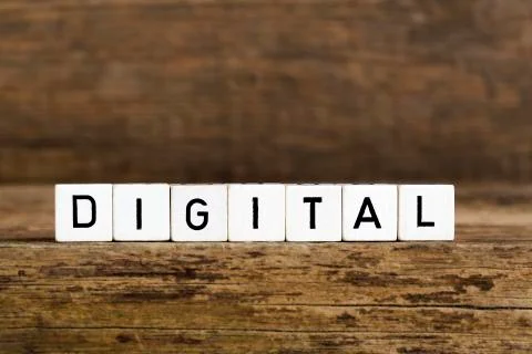 The word digital written in cubes Foto stock