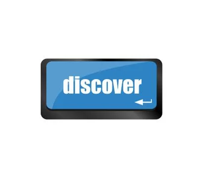 Word discover on computer keyboard enter key Stock Illustration