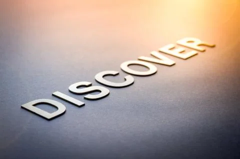 Word discover written with white solid letters Foto stock