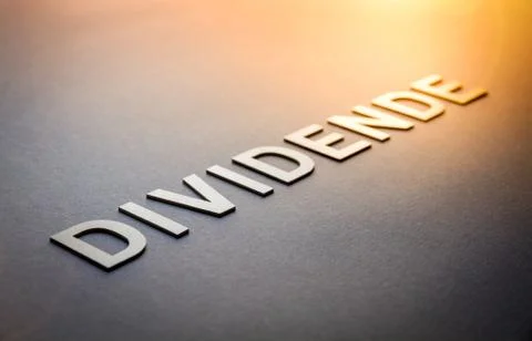Word dividende written with white solid letters Foto stock