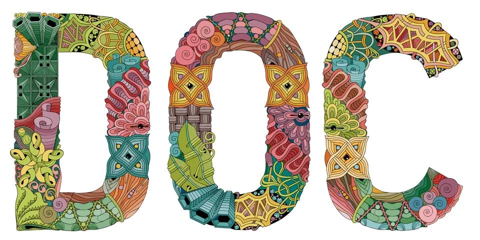 Word DOC. Vector decorative zentangle object Иллюстрация