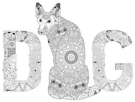 Word DOG for coloring. Vector decorative zentangle object Stock Illustration