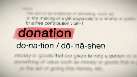 The Word donation in a Dictionary Animation Stock Footage 243874932