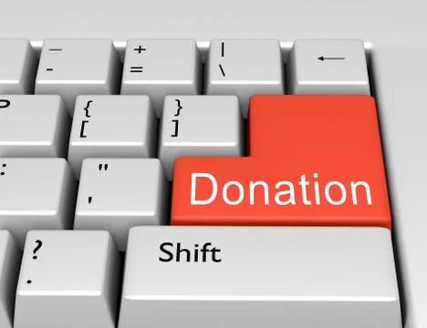 Word Donation is written on a computer keyboard. Conceptual image on a comput Stock Illustration