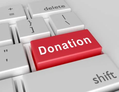 Word Donation is written on a computer keyboard. Conceptual image on a comput Stock Illustration