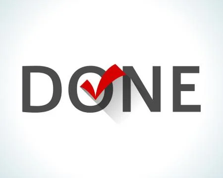 Word done isolated on white background with check mark Stock Illustration