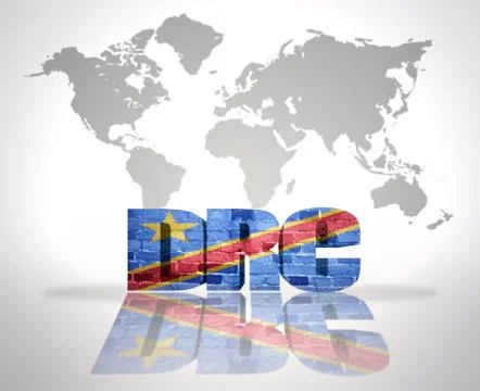 Word DRC on a world map background Illustrazione stock