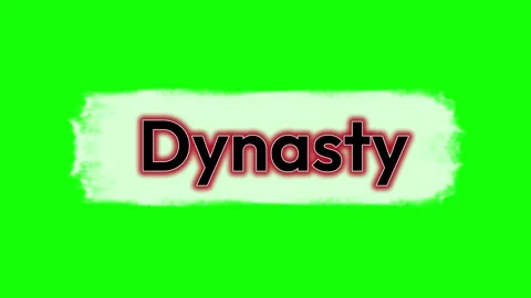 Word Dynasty written in bold black letters on a white brush stroke background Stock Footage 345635165