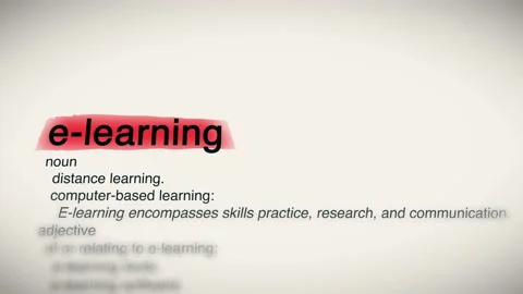 The Word E-Learning Red Highlighted in a Dictionary Animation Stock Footage 188870572