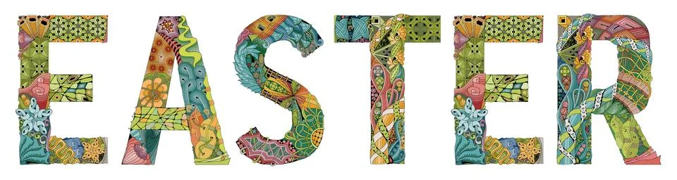 Word EASTER. Vector decorative zentangle object Ilustração Stock
