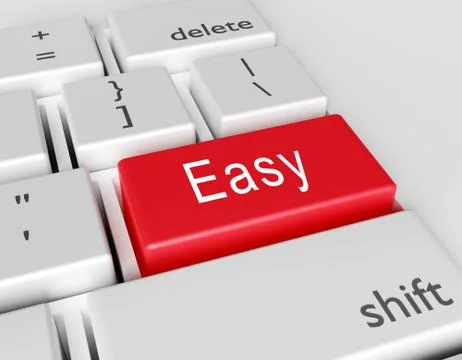 Word Easy is written on a computer keyboard. Conceptual image on a computer k Stock Illustration