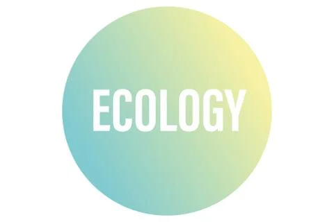 Word ECOLOGY in round shape logo with soft gradient green yellow light color Stockillustratie