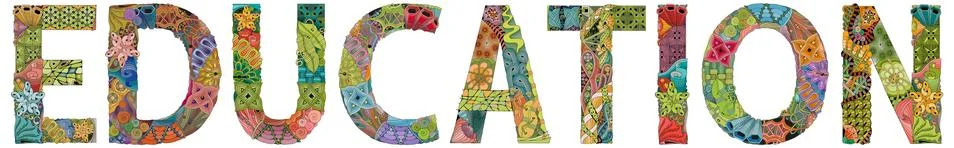 Word EDUCATION unusually stylized. Vector decorative zentangle object Stockillustratie