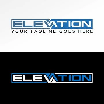 Word Elevation text initial VA on top down architecture standing section view Stock Illustration