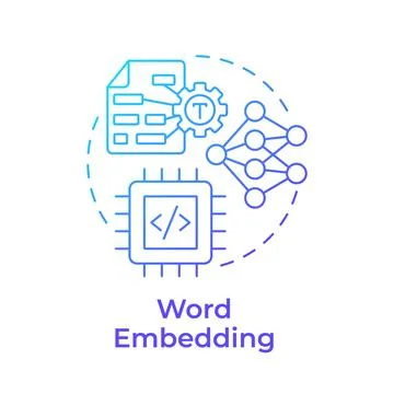 Word embedding blue gradient concept icon Stock Illustration