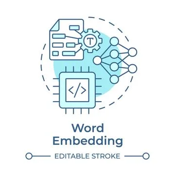 Word embedding soft blue concept icon Stock Illustration