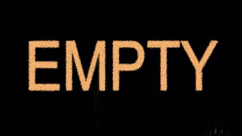 Word EMPTY appears from the sand, then crumbles. Transparent alpha channel Stock Footage