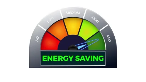 The word Energy saving on meter. Speedometer which measures the level of sa.. Stock Footage 283533030