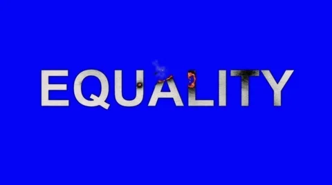 The Word Equality Burning in Flames to Ashes on a Blue Screen Backgroun Stock Footage 61038707