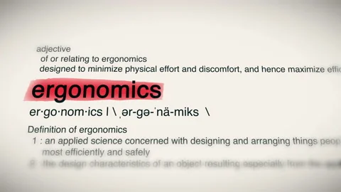 The Word Ergonomics Red Highlighted in a Dictionary Animation Stock Footage 188699195