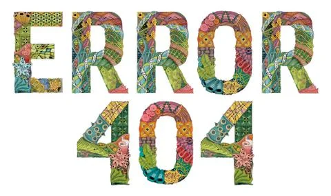 Word ERROR 404. Vector decorative zentangle object Ilustración de archivo