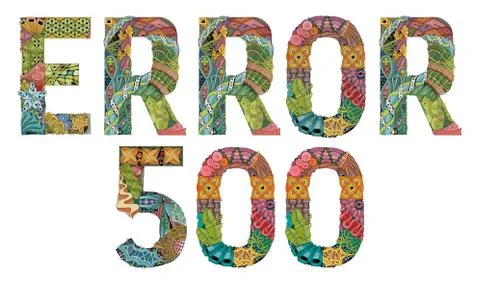 Word ERROR 500. Vector decorative zentangle object Ilustración de archivo