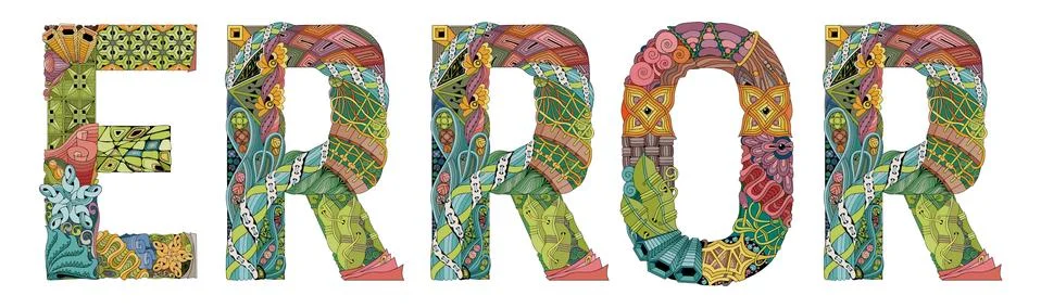 Word ERROR. Vector decorative zentangle object Illustrazione stock