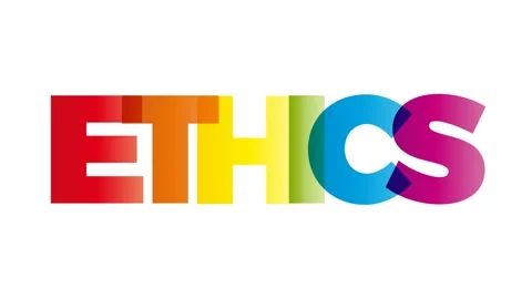 The word Ethics. Animation,  banner with the text colored rainbow. Stock Footage 140273931