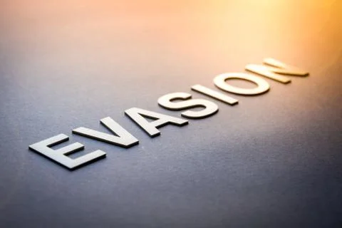 Word evasion written with white solid letters Stock Photos